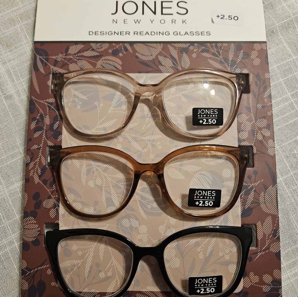 Jones New York Eyewear Trio - Black, Brown, Tan +2.50 NEW